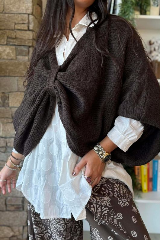 Big Softie Batwing Or Butterfly Knit Chocolate /17=